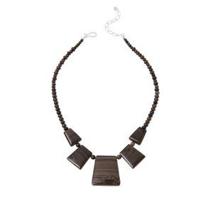 Jay King Sterling Silver 18" Brown Asian Chestnut Stone Statement Necklace